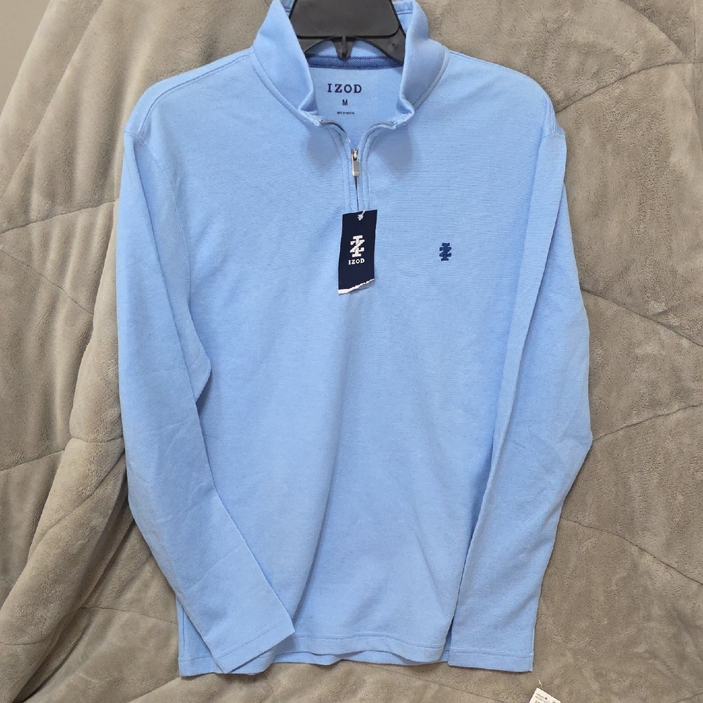 New, Izod Sky Blue Quarter-Zip Pullover
